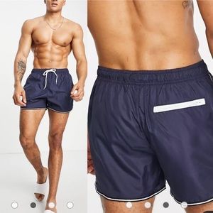 New Brave Soul elastic waist Men’s swim trunks in navy blue size Small